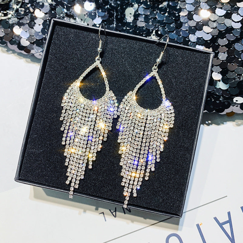 Temperament Long Full Diamond Tassel Earrings – Unique Gift Ideas — 1
