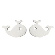 Water Jet Whale Stud Earrings Stainless Steel Net – Jewelry Gift Ideas — 2