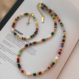 Colorful Glass Dopamine Beaded Necklace Natural – Jewelry Gift Ideas — 6