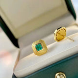 Emerald Stud Earrings Women's Sterling Silver Sun – Gifts for Her — 5