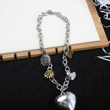 Thick Chain Vintage Distressed Big Heart Pendant – Jewelry Gift Ideas — 2