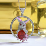 Rabbit Pendant Necklace 10X14 Dove Blood Red – Jewelry Gift Ideas — 3
