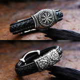 Men's Wide Stainless Steel Carved Leather – Jewelry Gift Ideas — 2