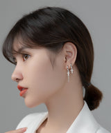 Short Cross Chain Ear Clip Women's Rhinestone Earrings – Gifts for Her — 2