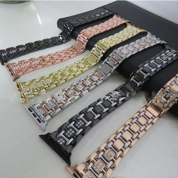 Two-tone Alloy Strap I-bead Diamond-set Metal Strap – Meaningful Gifts — 1