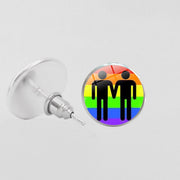 LGBT Pride Round Glass Stud Earrings Gay Lesbian – Stylish Gifts — 5