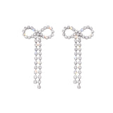 Women's Bow Long Glitter Diamond Tassel Earrings – Gifts for Her — 1