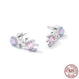 S925 Sterling Silver Zircon Love Bear Stud – Gifts for Couples — 2