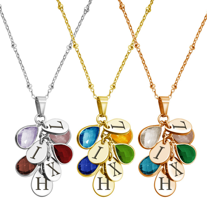 Water Drop Birthstone Gemstone Necklace Three – Jewelry Gift Ideas — 1