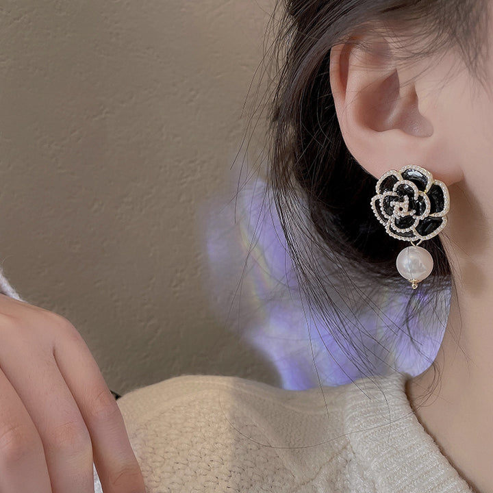 Vintage Elegant Camellia Flower Earrings Female – Gifts for Her — 1