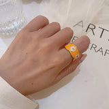 Vintage Oil Drop Daisy Ring Wide Ring – Birthday Gifts — 2
