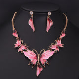 Drop Oil Butterfly Necklace Earring Set – Jewelry Gift Ideas — 4