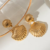 Vintage Stainless Steel Shell Pendant Earrings – Jewelry Gift Ideas — 3
