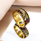 Vintage Multicolor Cutout Flower Ring Plated – Gifts for Couples — 5