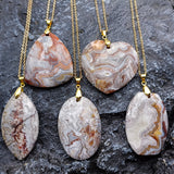 Natural Mexican Agate Pendant Leaf Shaped Love – Jewelry Gift Ideas — 10