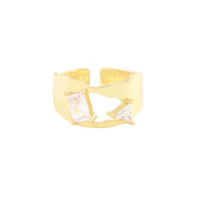 Irregular Surface Triangle Zircon Ring Sterling Silver – Gifts for Her — 8