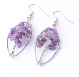 Natural Crystal Crushed Stone Earrings Handmade Tree – Gifts for Her — 2