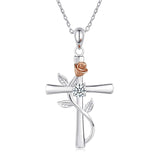 Rose Cross Necklace With Rhinestone Fashion – Jewelry Gift Ideas — 3