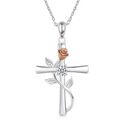 Rose Cross Necklace With Rhinestone Fashion – Jewelry Gift Ideas — 3