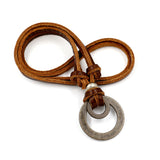 Fashion new metal double ring cowhide necklace – Stylish Gifts — 3