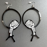 Acrylic Dangle Earrings Round Asymmetric Black – Jewelry Gift Ideas — 3