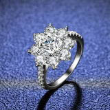 Women's Sunflower Flower Moissanite Silver Ring – Gifts for Her — 3