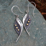 Vintage Original Ancient Silver Natural Leaf Earrings – Birthday Gifts — 1