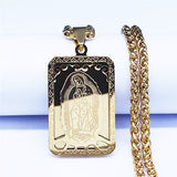 Retro Square Stainless Steel Gold Medal Necklace – Jewelry Gift Ideas — 14