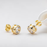 Women's Moissanite Diamond Stud Earrings Round Bezel – Gifts for Her — 5