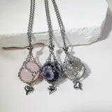 Natural Amethyst White Crystal Ball Pendant Love – Jewelry Gift Ideas — 1