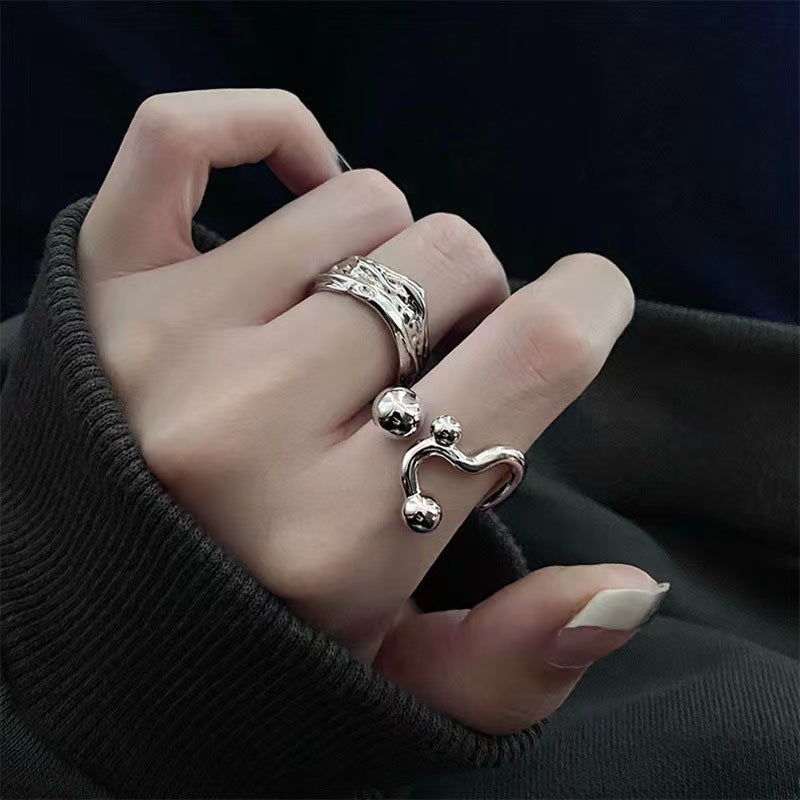 Liquid Irregular Pleated Couple Ring Female Niche – Gifts for Her — 1