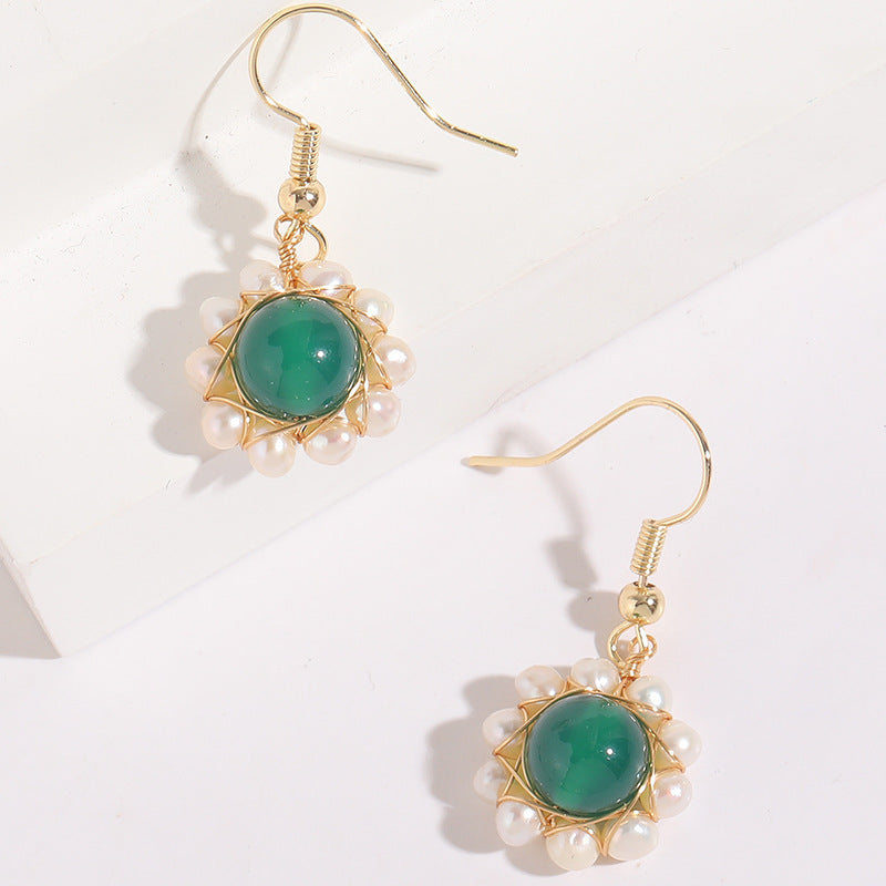 Hand-wound Water Pearl Earrings Natural Stone – Meaningful Gifts — 1