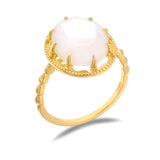 Light White Butterfly Shell Crystal Double Stone Ring – Birthday Gifts — 4