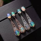 Women's Inlaid Natural Opal Silver Stud Earrings – Gifts for Her — 1