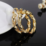 Stylish Round Twist Ring Electroplating Gold Earrings – Everyday Gifts — 2