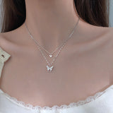 Butterfly Double-Layer Necklace Female Simple – Jewelry Gift Ideas — 4