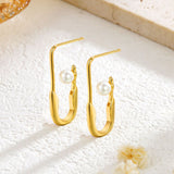 Titanium Steel Clip Pin Pearl Stud Earrings – Holiday Gift Ideas — 4