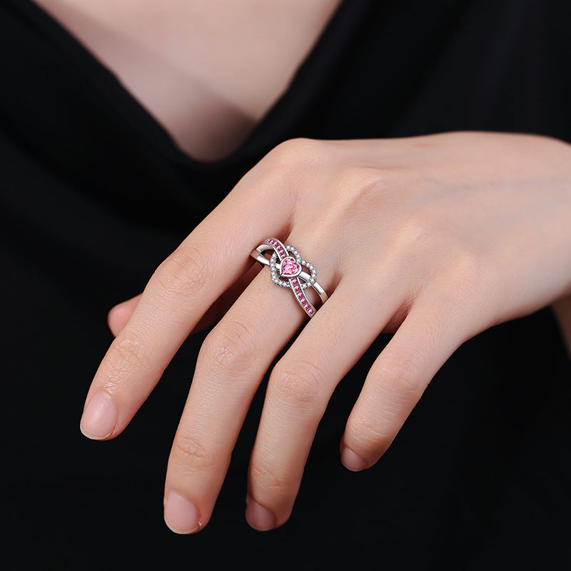 Pink Loving Heart Zircon Ring Women's High Sense – Jewelry Gift Ideas — 1