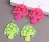 Acrylic Fluorescent Small Mushroom Earrings – Holiday Gift Ideas — 1