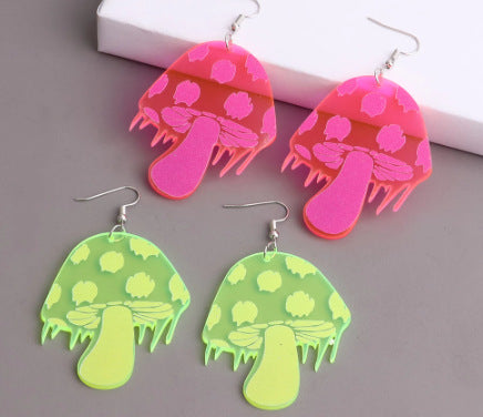 Acrylic Fluorescent Small Mushroom Earrings – Holiday Gift Ideas — 1