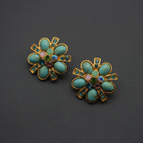 Silver Needle Flower Turquoise Earrings – Practical Gifts — 2