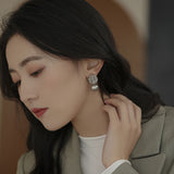 Hollow With Diamonds Gray Pearl Earrings – Special Occasion Gifts — 4