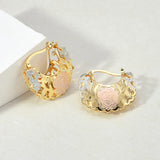 Hollow Rosette Earrings With Gold Contrast – Special Occasion Gifts — 3