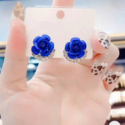 Female 925 Silver Needle Blue Rose Earrings – Gifts for Her — 1
