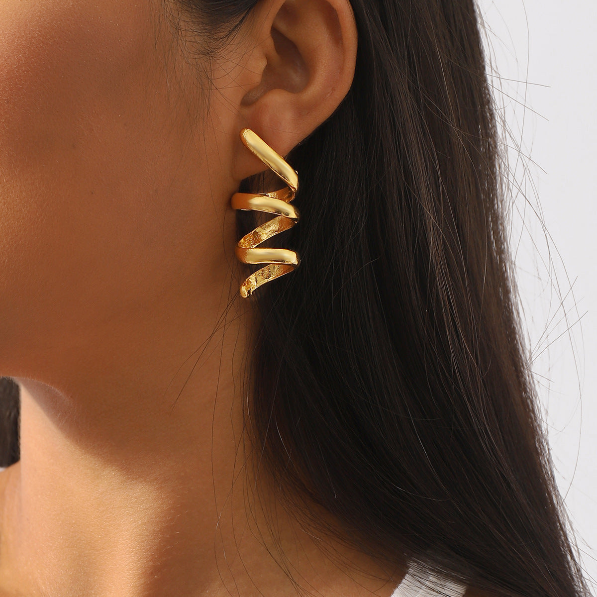 Alloy Spiral Personalized Earrings Simple Design – Holiday Gift Ideas — 1
