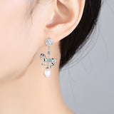 S925 Sterling Silver Pearl Earrings New Carousel – Surprise Gifts — 2