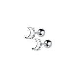 S925 Silver Earrings Female Glossy Moon With Ear Plug – Gifts for Her — 2