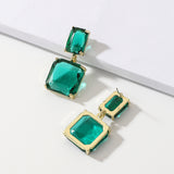 Women's Silver Needle Emerald Chain Earrings – Gifts for Her — 3