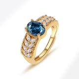 Hollow Pattern Colored Gems Blue Corundum Ring – Practical Gifts — 4