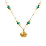 Crystal Beads Scallop Necklace Stainless Steel – Jewelry Gift Ideas — 3
